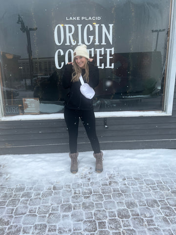 Alexa outside of Origin Coffee shop