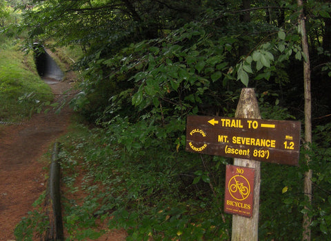 Trail head sign for Mount Severance 