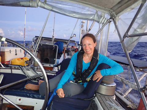 Woman sitting on boat