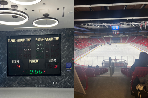 Photos of the score board and Ice rink from 1980 Olympics