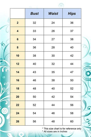 May Queen Dress Size Chart