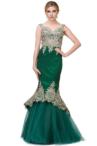 hunter green mermaid prom dress