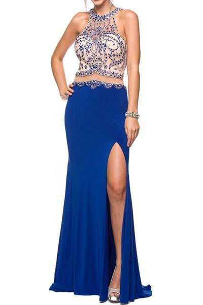 blue tight fitted prom dresses