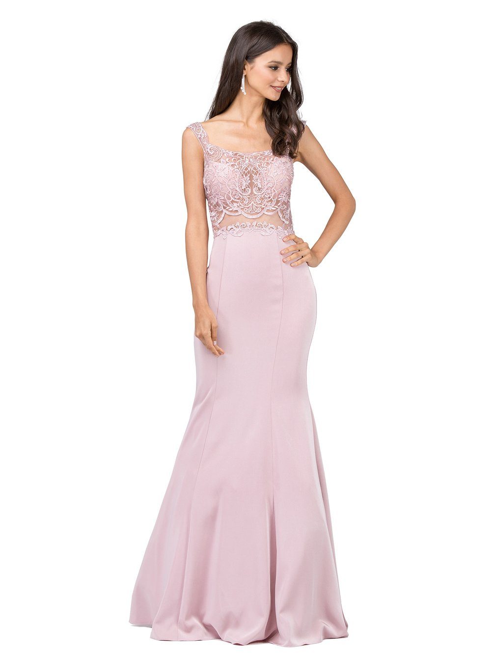 pink mermaid style prom dress