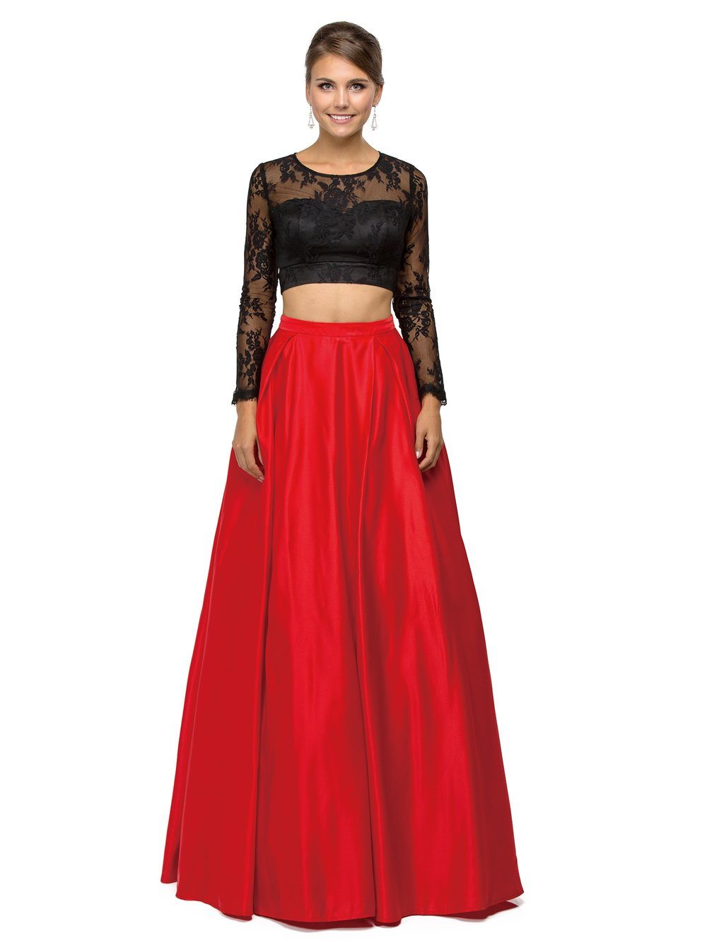prom dress crop top and long skirt