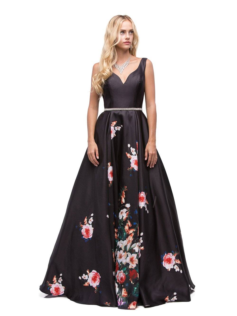 floral print evening gown