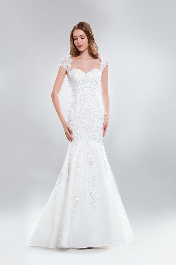 fit and flare with sleeves wedding dress