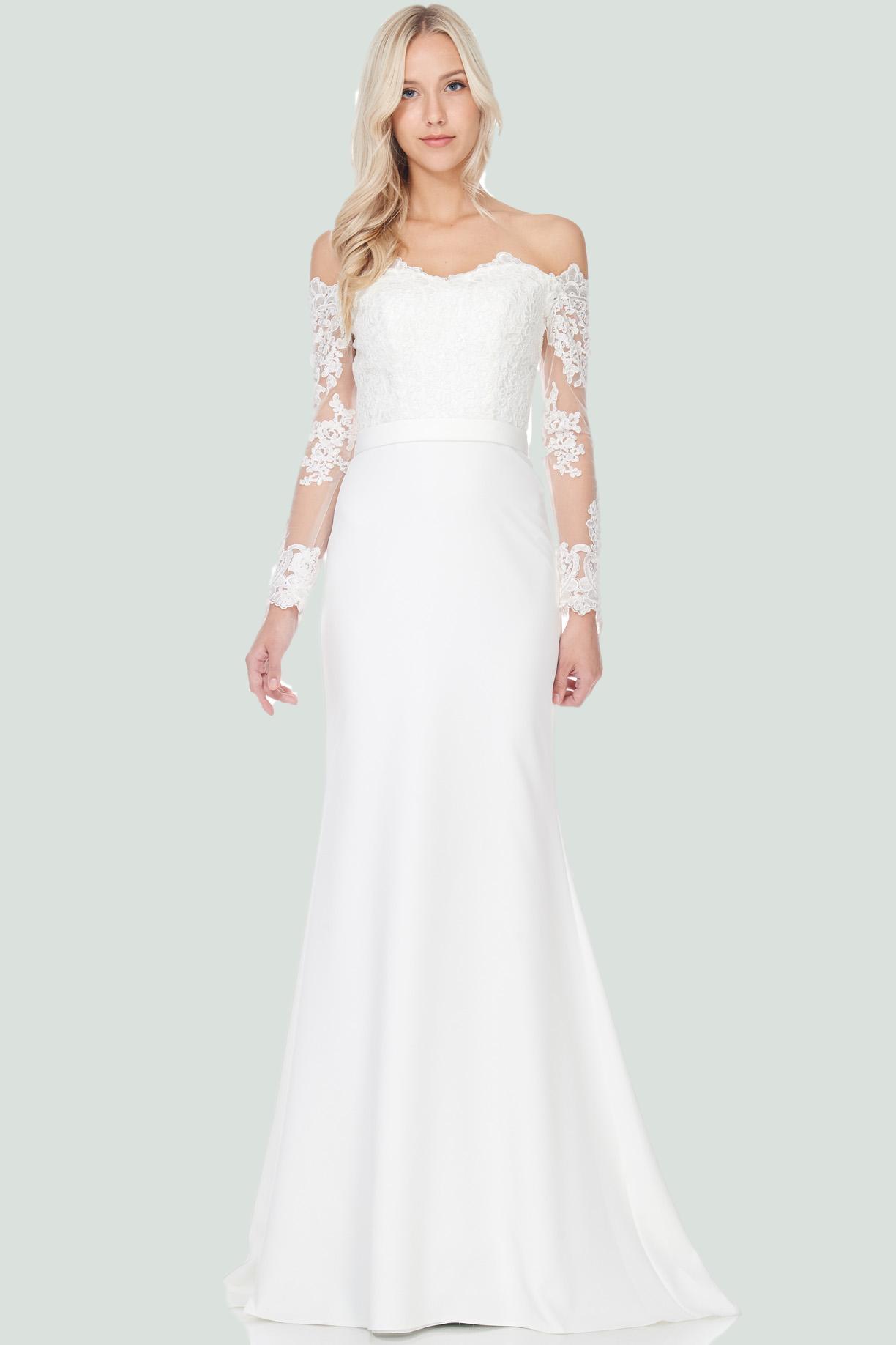 Elegant simple  long sleeve  lace wedding  dress  Simply Fab 
