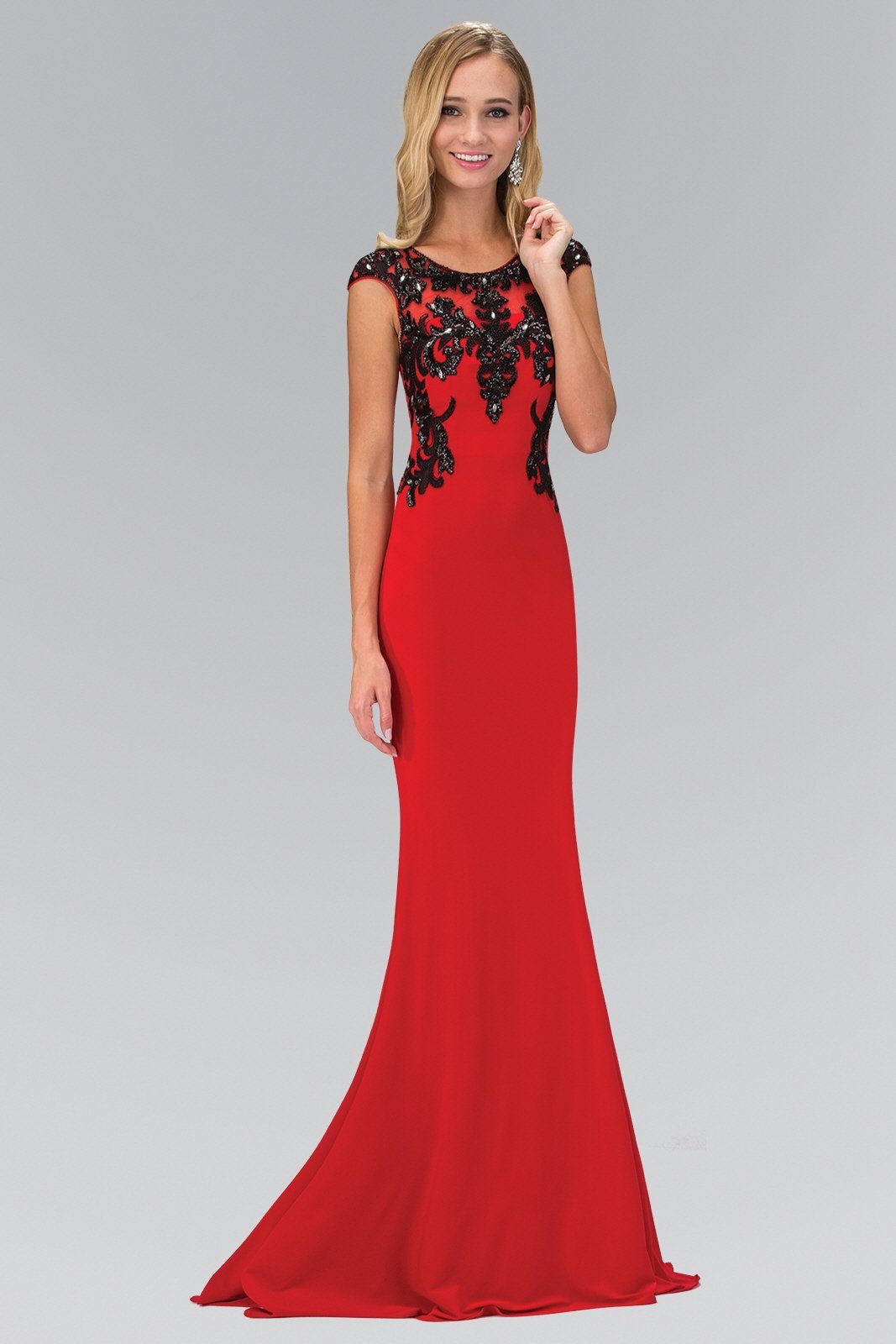 red and black evening gown