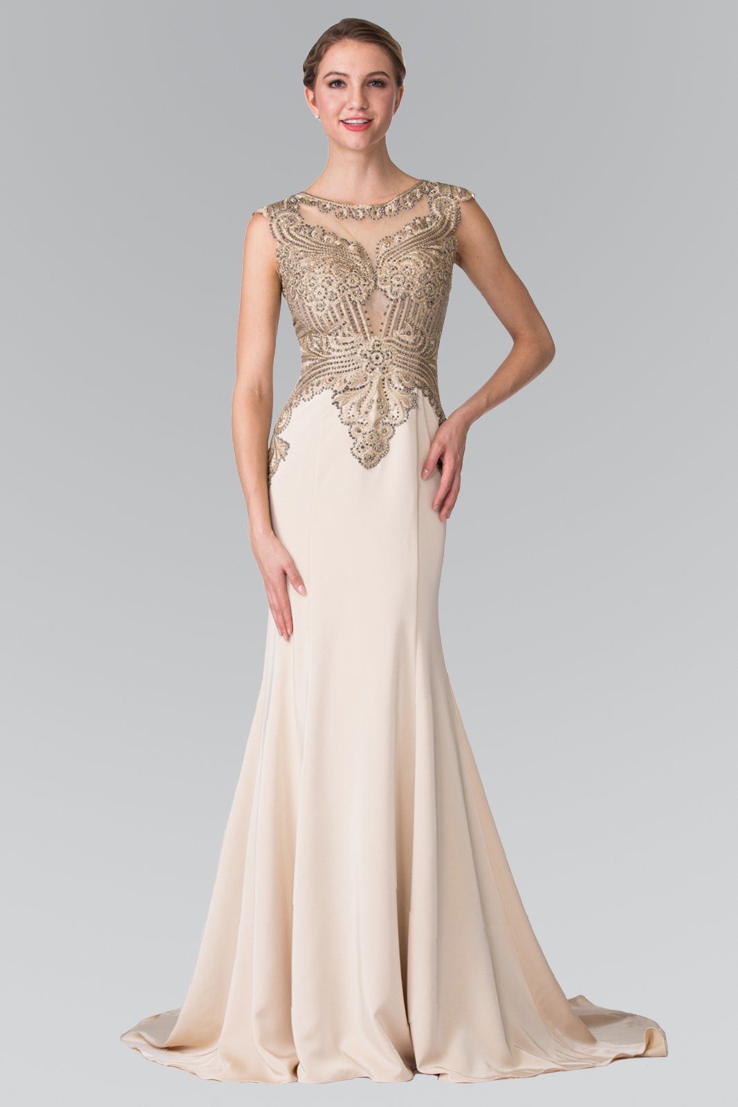 champagne gold prom dress