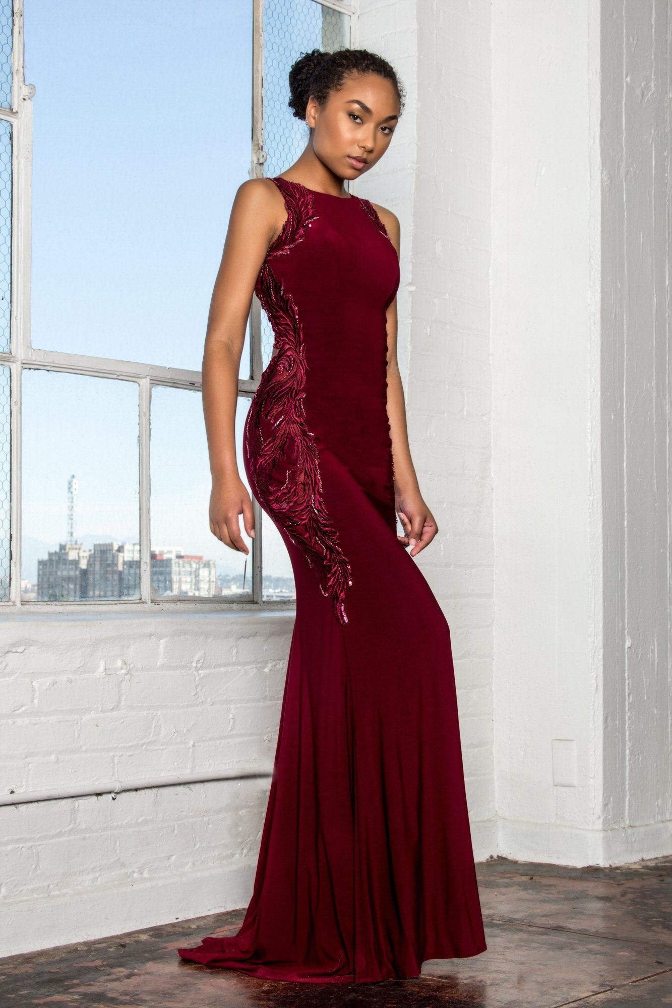 burgundy formal dresses