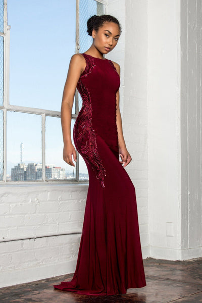 burgundy formal gown