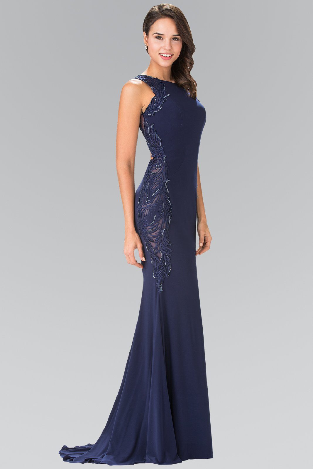 long navy evening gown