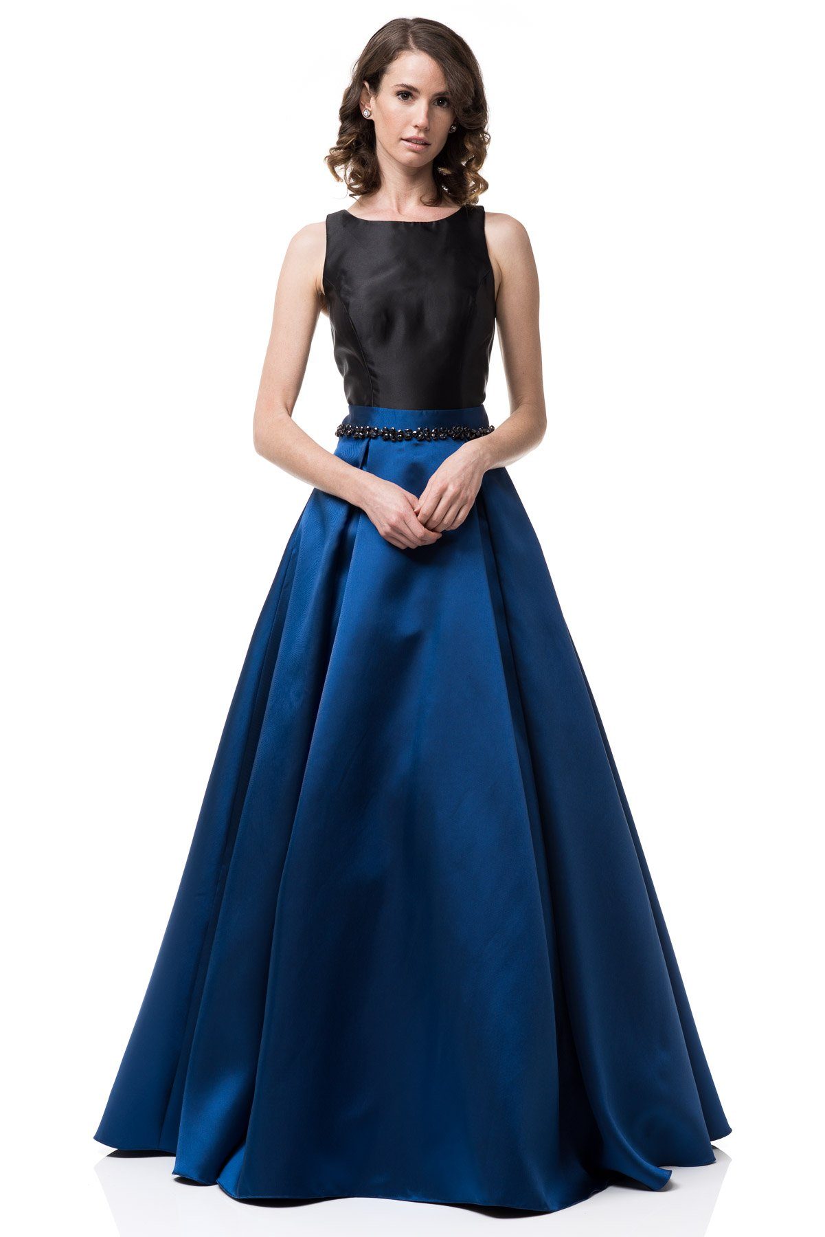 navy ball gown dress