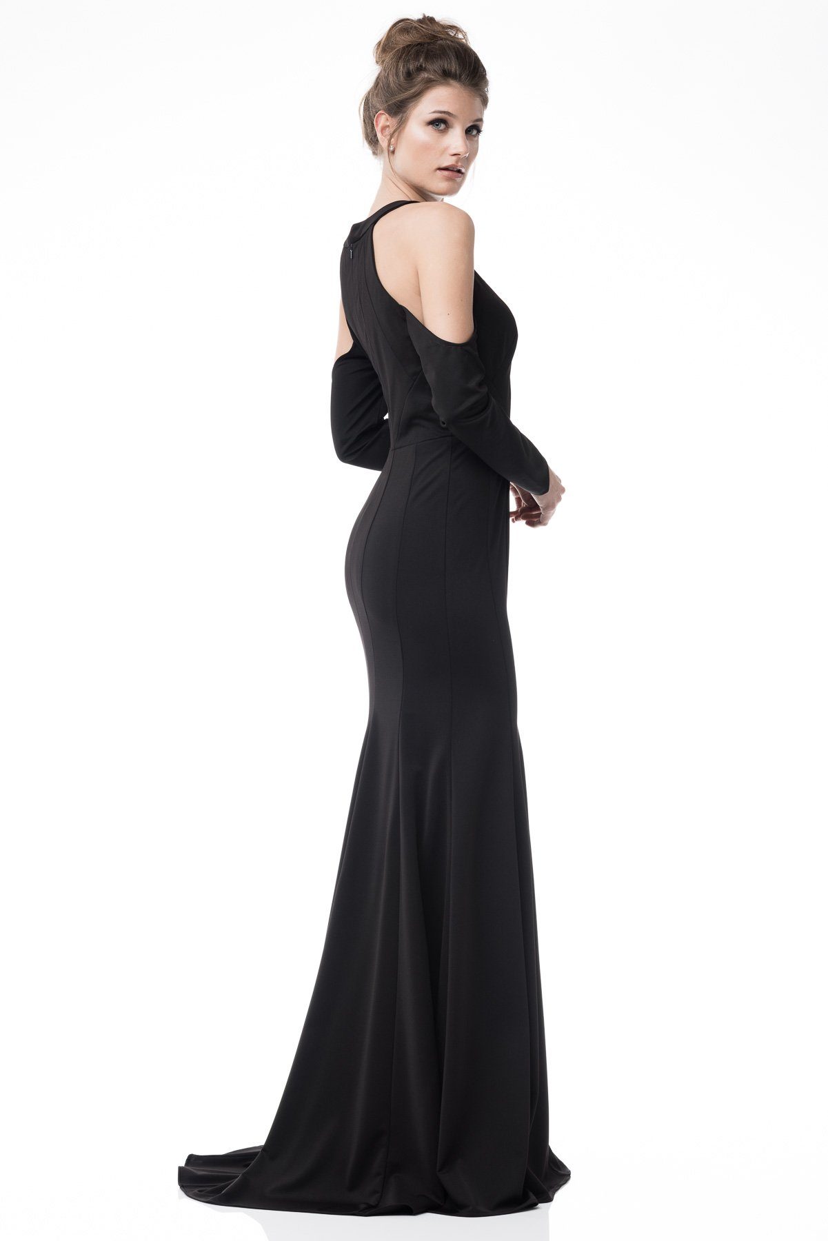 black sleek prom dress