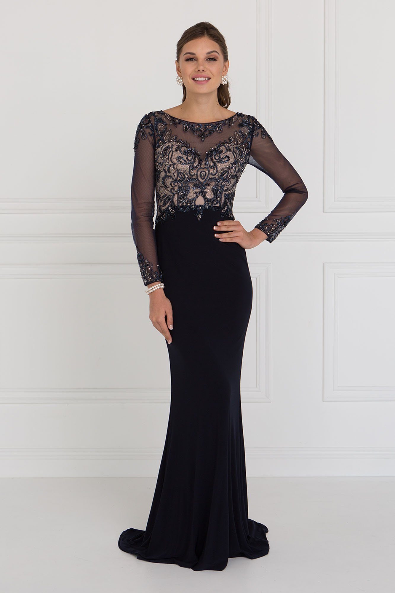 black sequin lace maxi dress