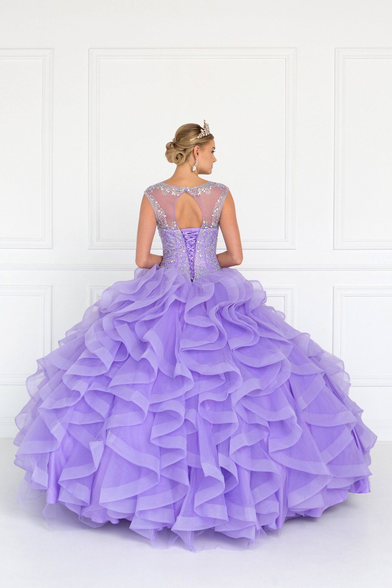 lavender and gold quinceanera dresses