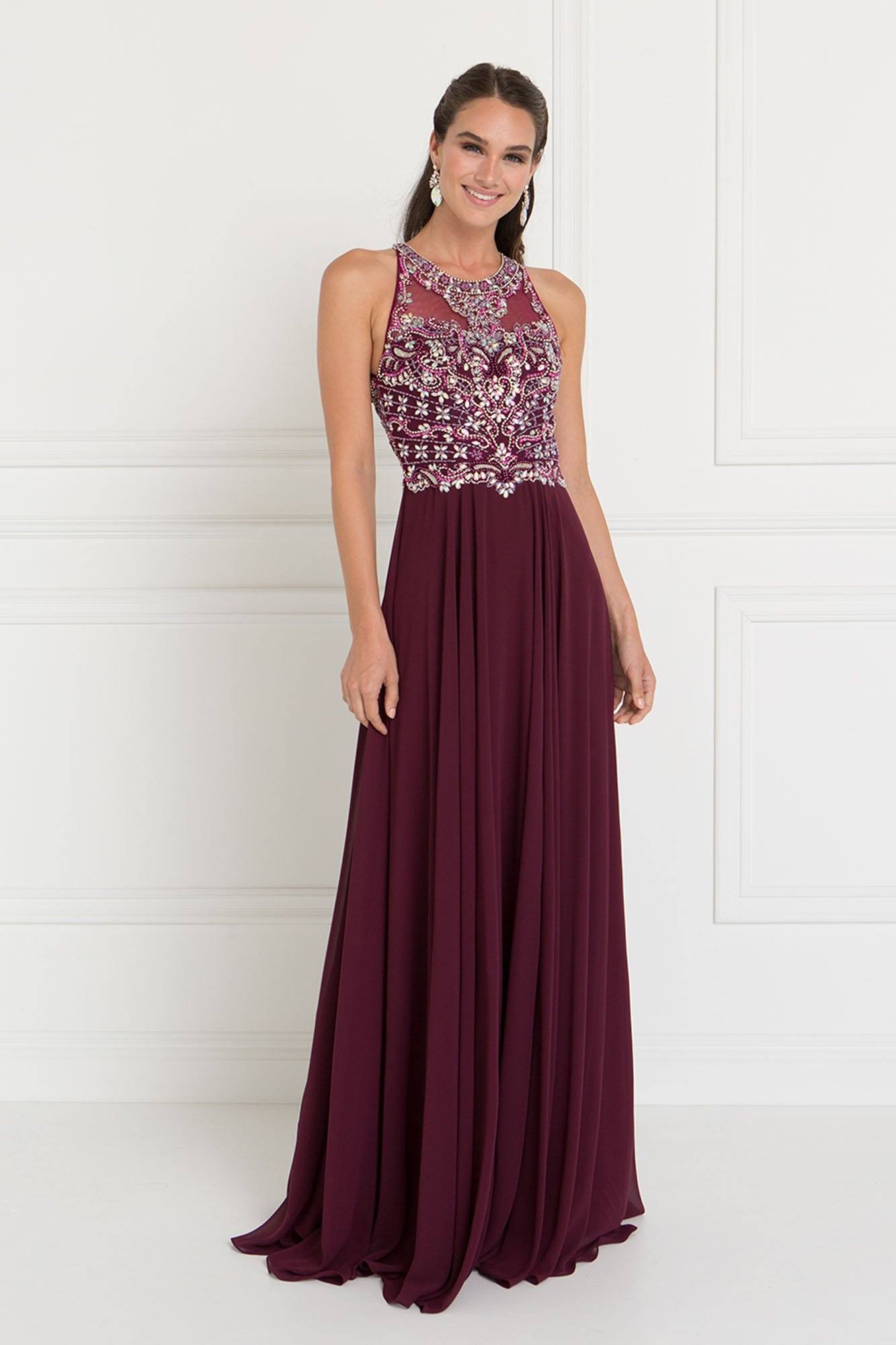 Burgundy Halter top prom dress – Simply 