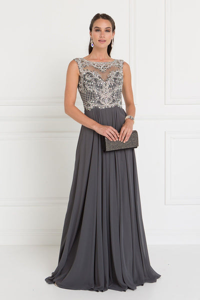 charcoal evening gown