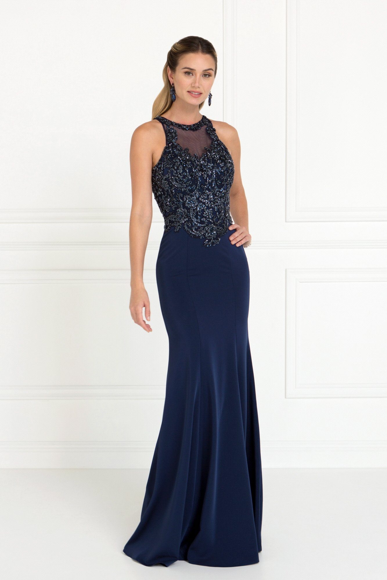 high neck prom dress