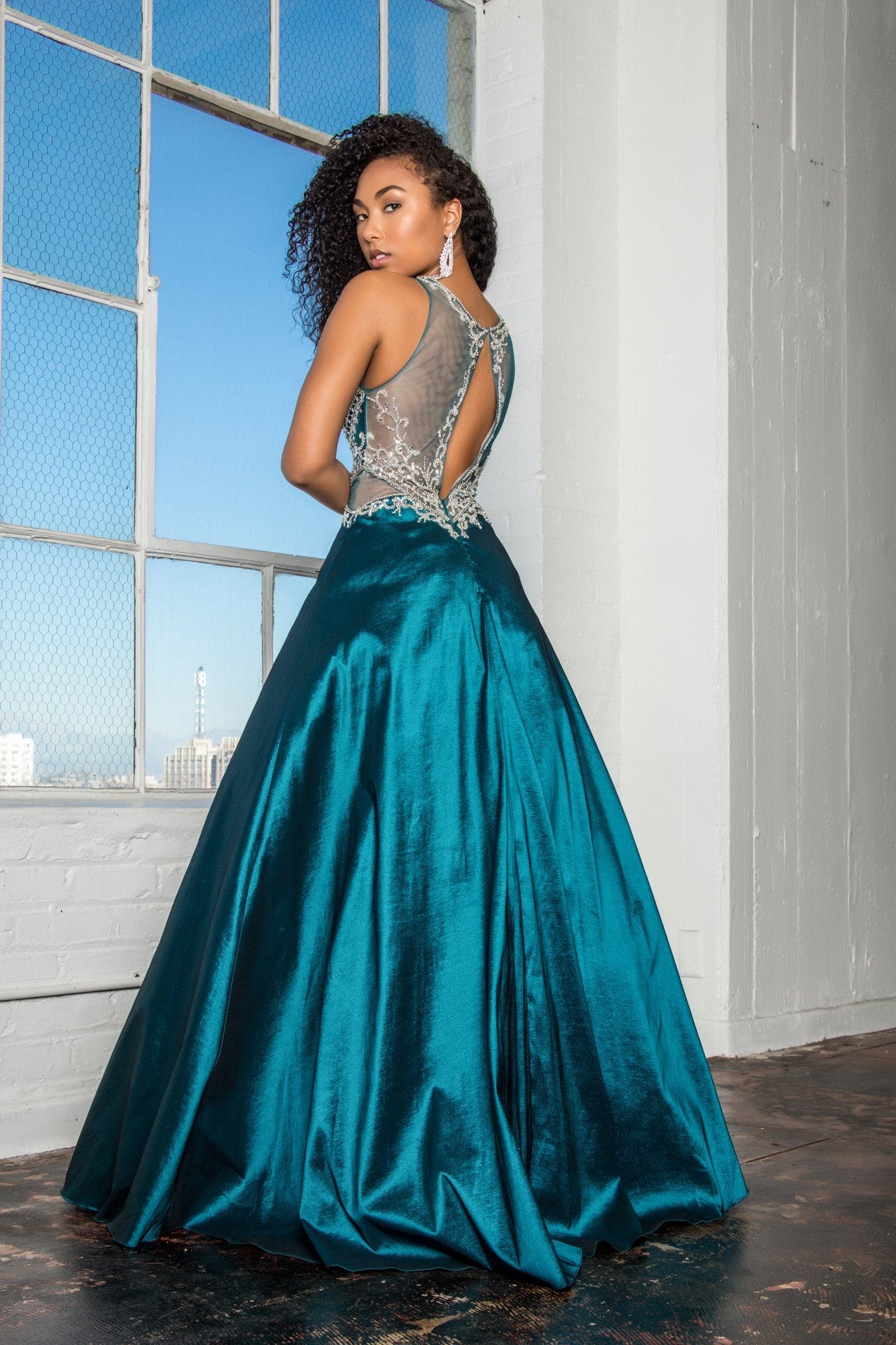 teal ball dress