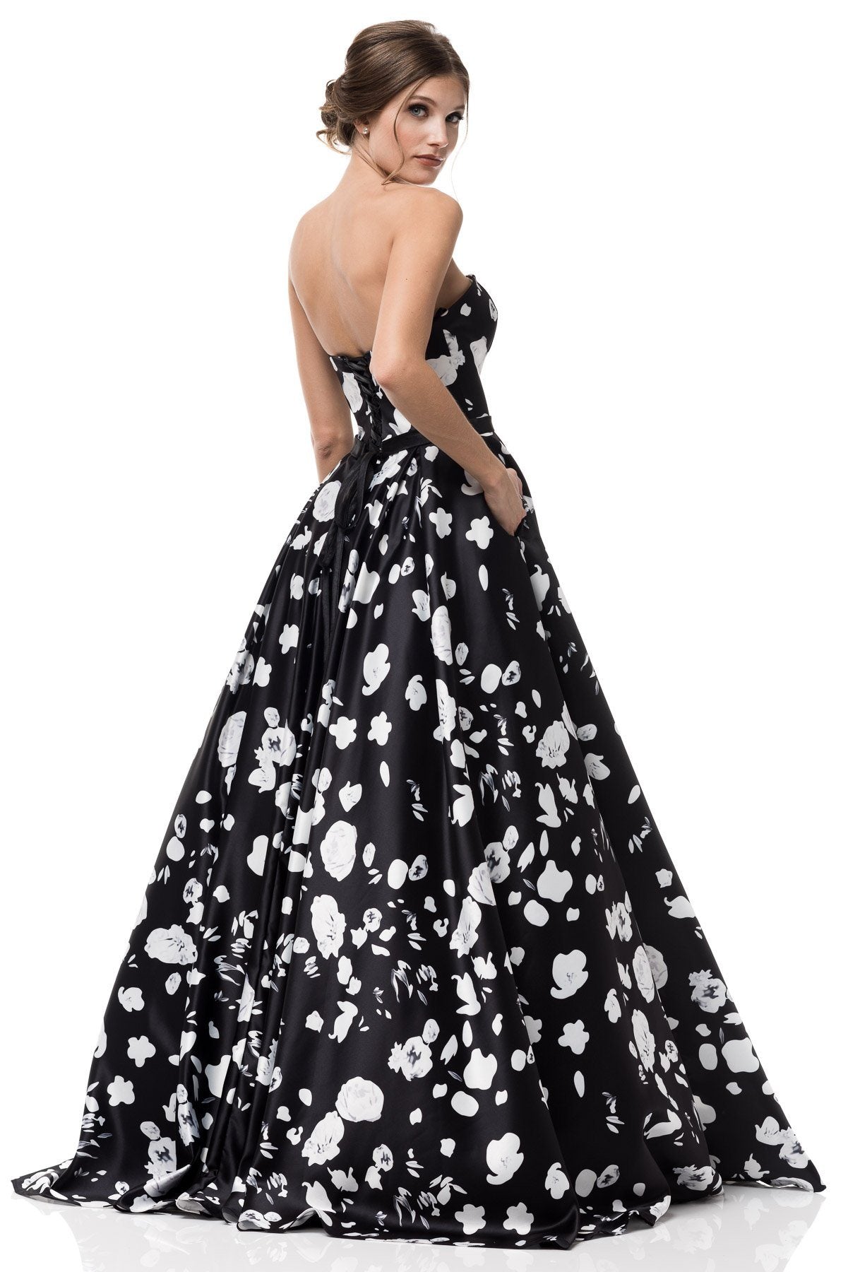 Black and white floral formal dress #SR17091005 – Simply Fab Dress