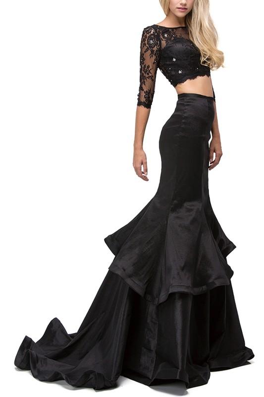 two piece black formal dress