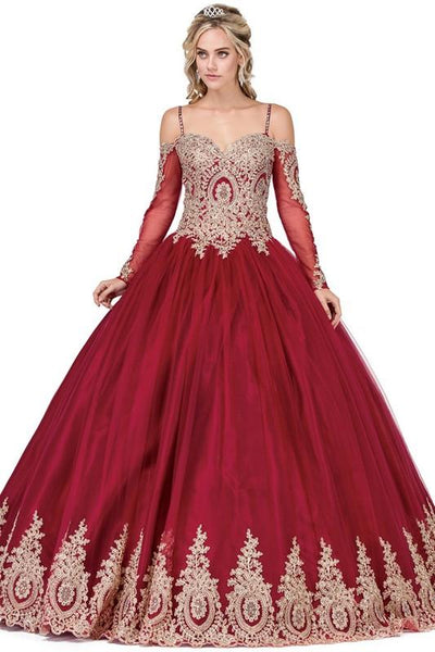 long sleeve burgundy quinceanera dresses