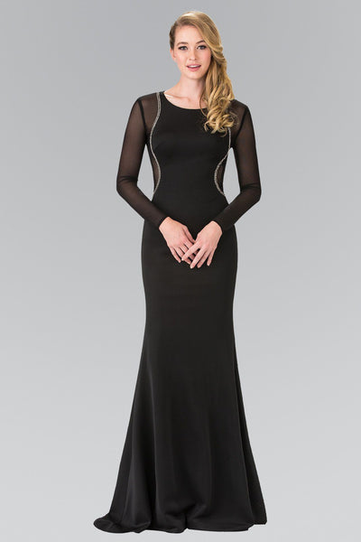 black elegant dress with sleeves