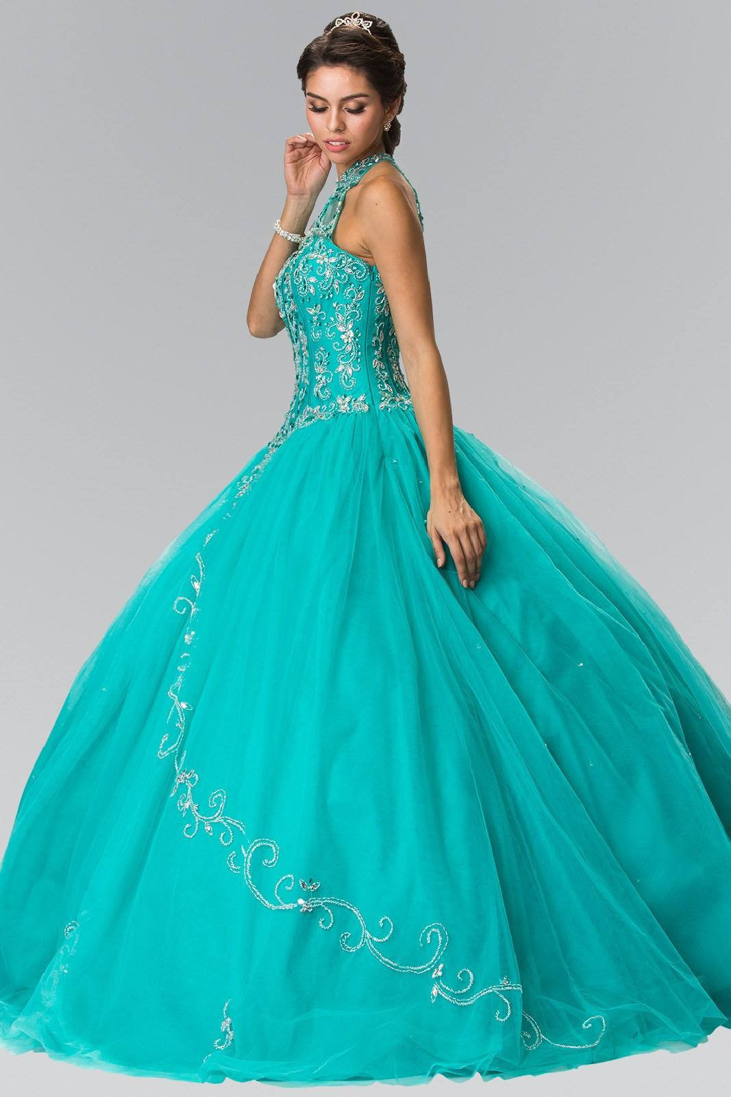 turquoise and gold quinceanera dresses