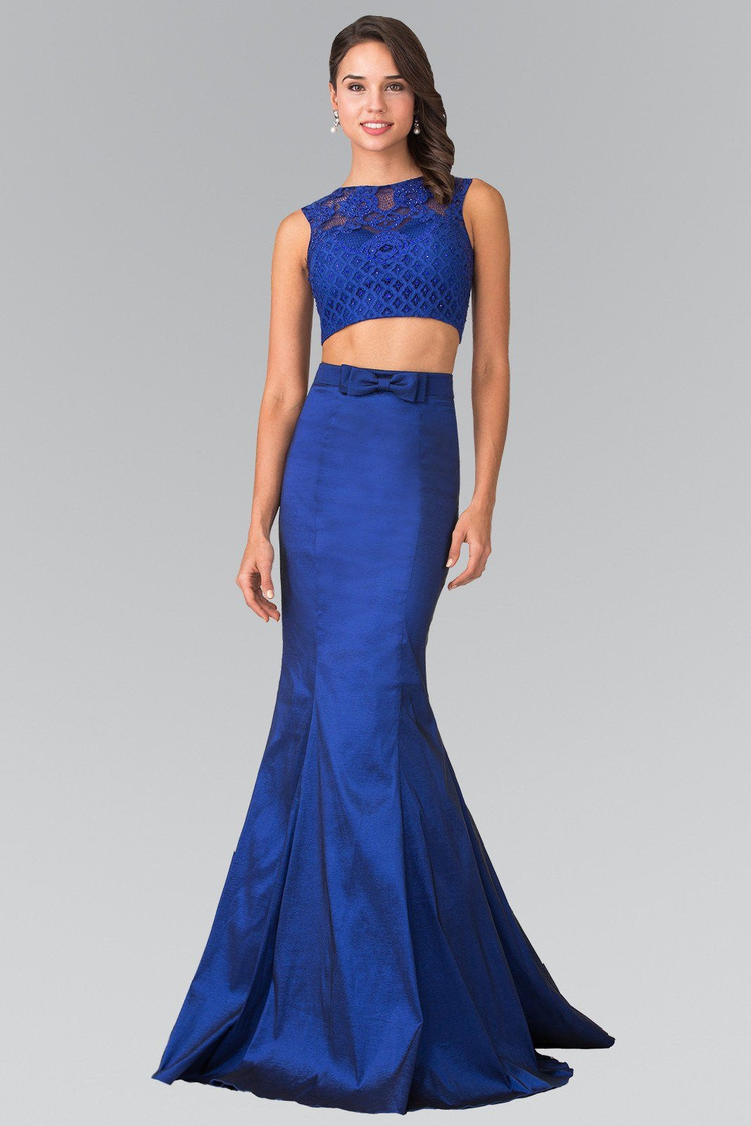 blue crop top prom dress