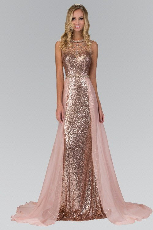 fitted glitter prom dress