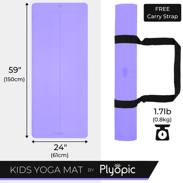 Tapis de yoga pour enfants Plyopic - Violet - Dimensions et poids