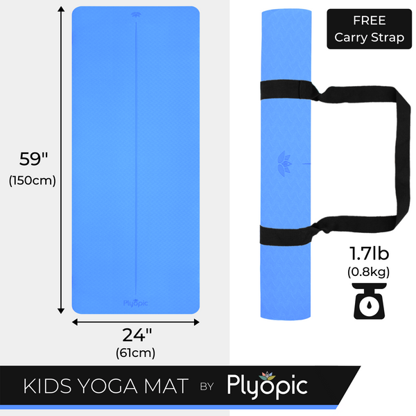 Plyopic Kids Yoga Mat - Blue - Size and Weight