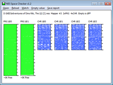 Adventures of Dino Riki ROM Space Checker