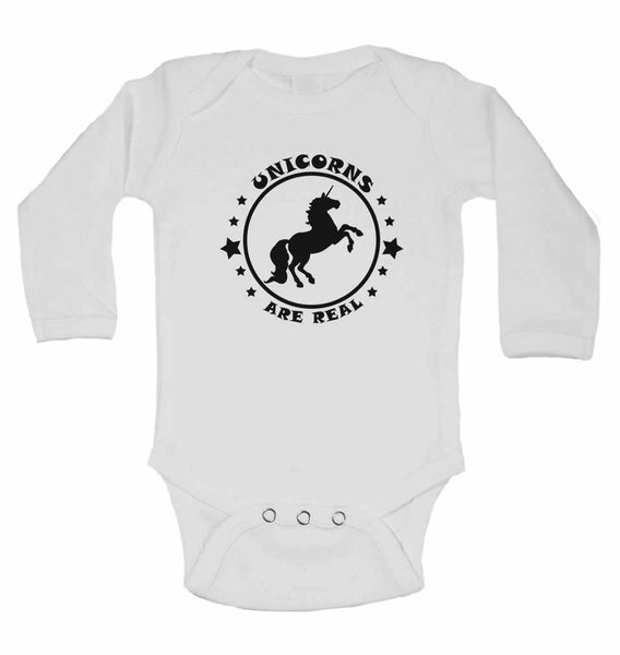 Unicorns are Real - Long Sleeve Baby Vests for Boys & Girls 0