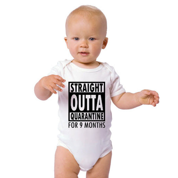 Soft Cotton BabyVests Bodysuits Grows Straight Outta Quarantine for Newborn Gift 1