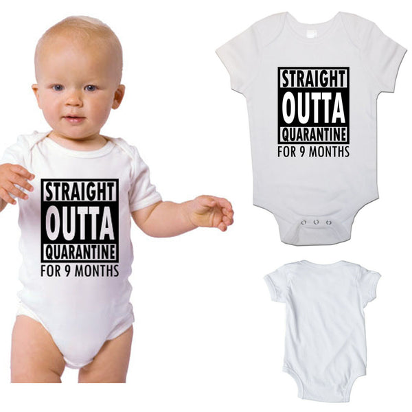 Soft Cotton BabyVests Bodysuits Grows Straight Outta Quarantine for Newborn Gift 2