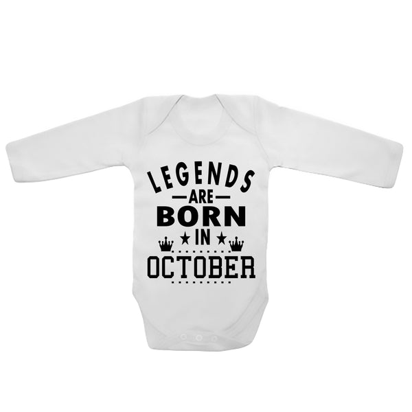 Legends Are Born In October - Long Sleeve Baby Vests 0
