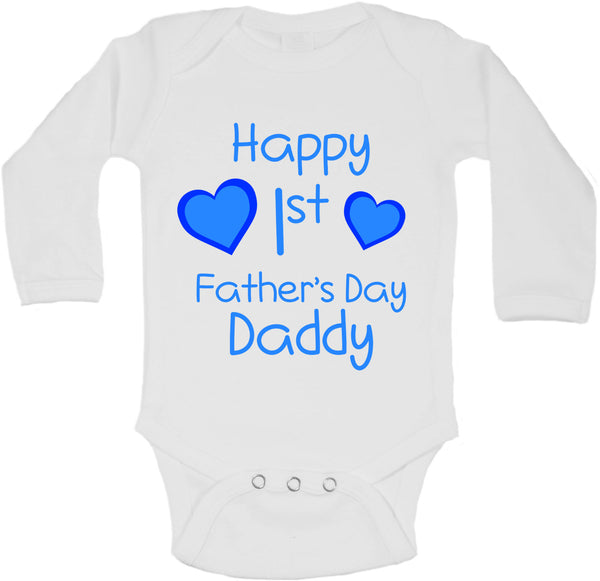 Happy First Fathers Day Daddy - Long Sleeve Vests for Boys 0