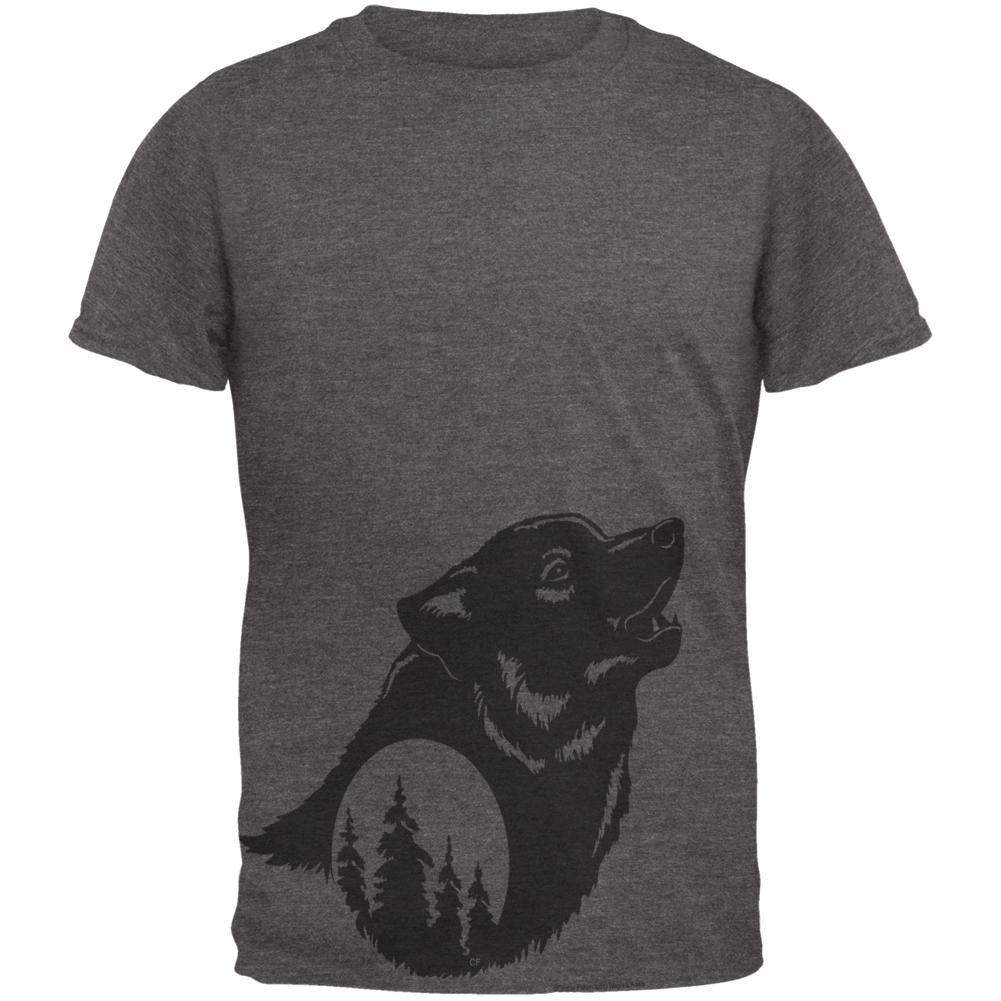 Howling Wolf Moon Silhouette Mens Soft T Shirt – AnimalWorld.com