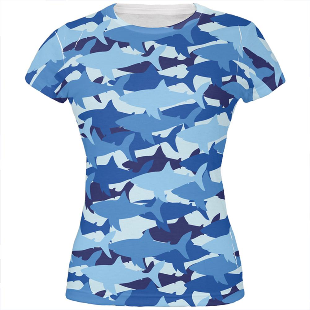Great White Shark Camo All Over Juniors T Shirt – AnimalWorld.com