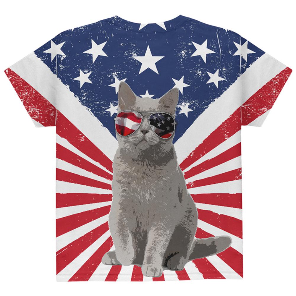 4th Of July Meowica America Patriot Cat All Over Youth T Shirt ...