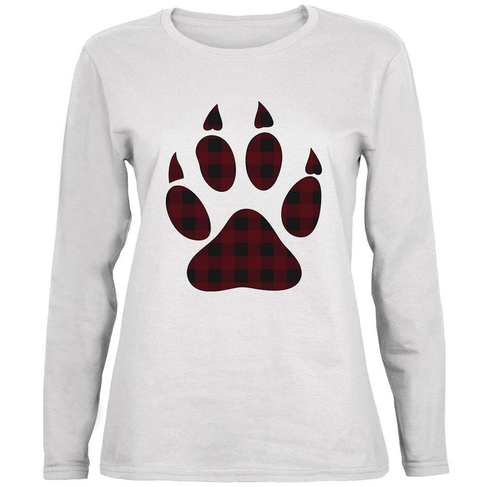 Autumn Buffalo Plaid Bear Claw Paw Ladies' Relaxed Jersey Long-Sleeve Tee