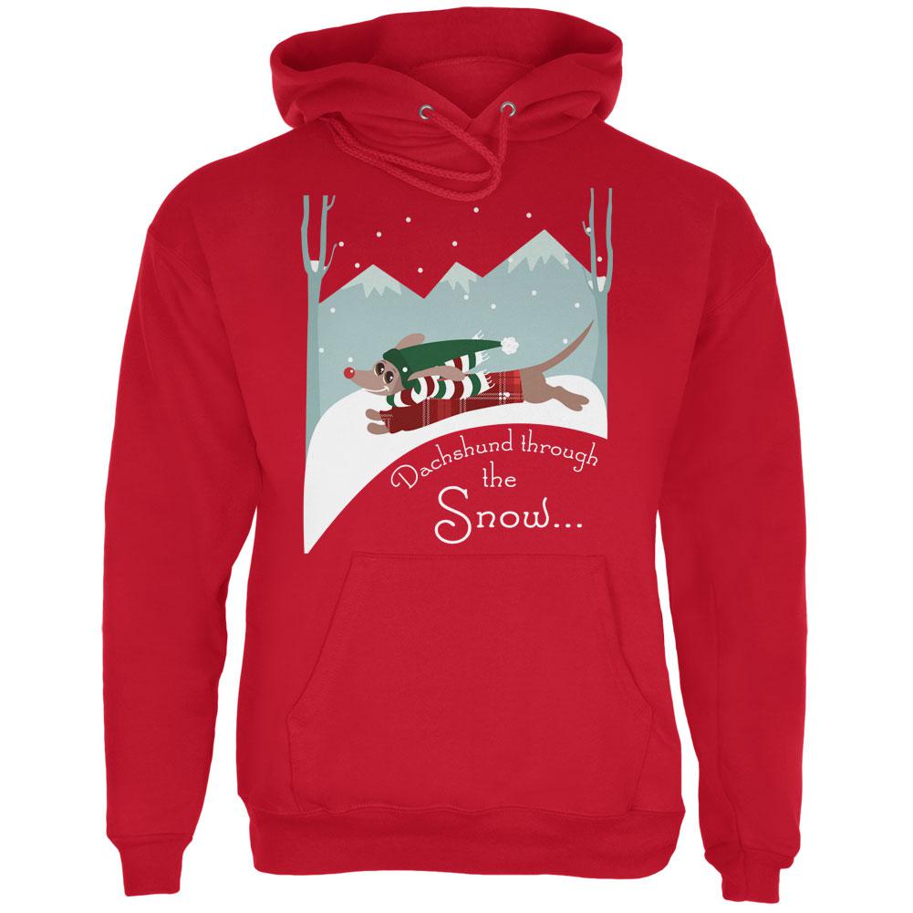 Christmas Dachshund Dashing Through the Snow Mens Hoodie