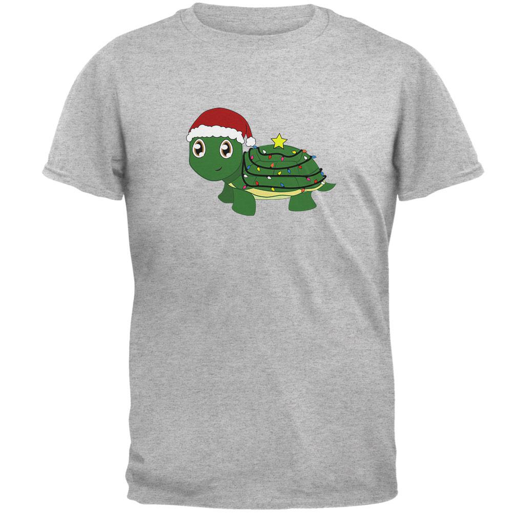 Christmas Turtle Lights Santa Hat Mens T Shirt