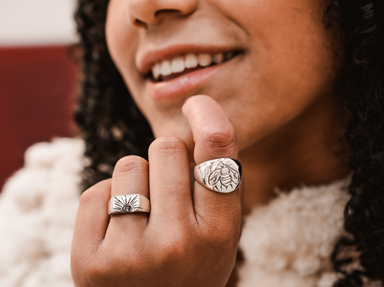 Flanged Silver Spike Ring 