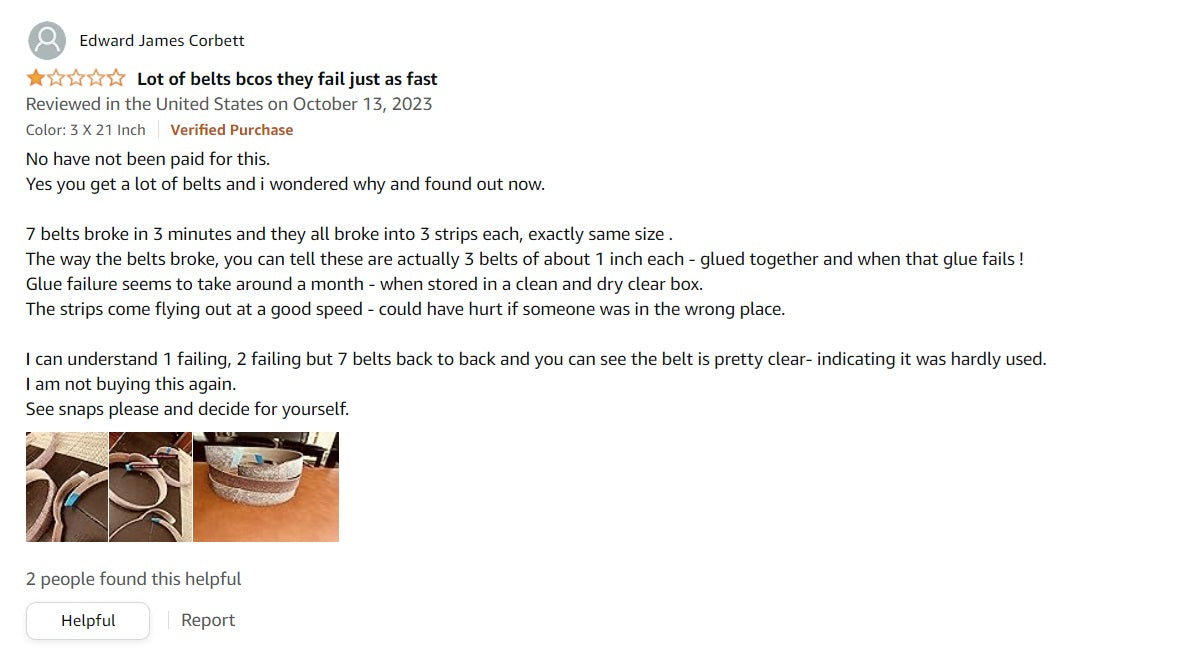 Amazon Sanding Belt Reviews