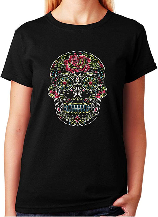 Sugar Skull With Rhinestones Women's Short Sleeve T-Shirt