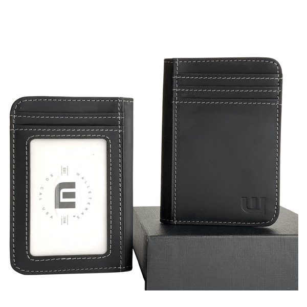 WALLETERAS RFID Bifold ID Wallet with A Money Clip - Brown Black / Money Clip - SR